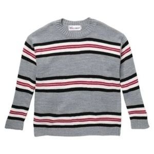 NEW Cotton Emporium Nordstrom Kids Big Girls Gray Striped Knit Jumper Sweater